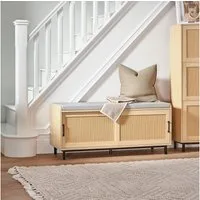 SoBuy Schuhbank FSR154, Schuhorganizer Schuhregal mit gepolstertem Kissen, Sitzbank mit Stauraum Dielenbank Schuhtruhe Sitzkommode Schuhregal