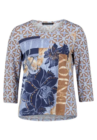 Betty Barclay - Oversize-Shirt Blau/Braun - Gr. - 48