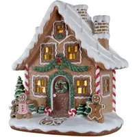 Christmas Paradise Weihnachtshaus LED Lebkuchenhaus 24cm, braun mit Lebkuchenfamilie