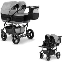 BabyMerc Zwillings-Kombikinderwagen Zwillingskinderwagen 2 in 1 Twin Star - 10 Teile - in 16 Farben