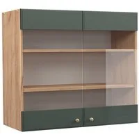 Vicco Glashängeschrank Fame-Line, Grün-Gold Landhaus/Goldkraft Eiche, 80 cm (1-St)