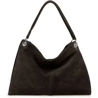 Caspar Schultertasche Damen Veloursleder Handtasche Klassisch - PREMIUM LINE - Modell No.838, 100% italienisches Leder, samtig weich, angenehmer Tragekomfort