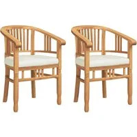 vidaXL Gartenstuhl Stuhl mit Kissen 2 pcs Braun 63 x 58 x 89 cm Massivholz (2 St)
