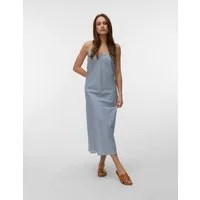 Vero Moda Trägerkleid VMSELMA 7/8 SINGLET DRESS NOOS Baumwollmischung, mit Leinen, verstellbare Spaghettiträger
