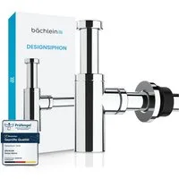 Bächlein Siphon Eleganter Waschbeckenablauf, (Hochwertiger Waschbeckensiphon, Chromfarben), Innovative Reinigungsöffnung, Universell einsetzbar
