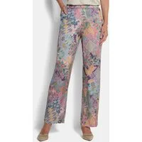GOLDNER Stoffhose Kurzgröße: Luftige Sommerhose mit Patch-Muster Schlupfhose mit Teildehnbund, Eingriffstaschen und Knöchellänge