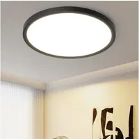 ZMH LED Deckenleuchte Whonzimmer ∅18CM Schwarz/Weiß Schlafzimmerlampe 15W für Küche Flur, Augenschutz, Einfache Installtion, LED fest integriert, Warmweiß, 3000K Flach Deckenlampe
