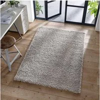 TaCa Home Langflor-Teppich Shaggy Teppich Langflor, rechteckig, Höhe: 35 mm, Wohnzimmer Esszimmer Schlafzimmer Kinderzimmer, Grau - 60 x 90 cm