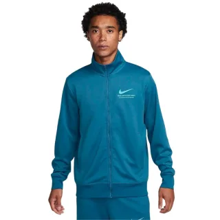 Blaue Trainingsjacke Mit Reißverschluss Und Nike-branding Auf Der Rückseite