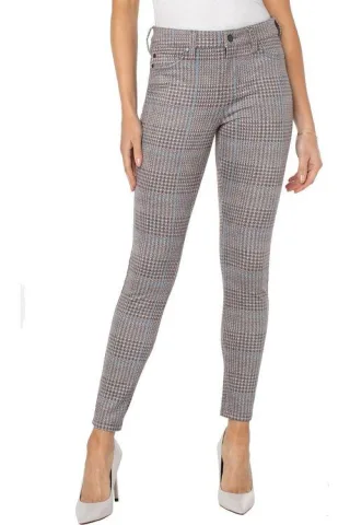 Madonna Skinny-Jeans in Grau/Blau mit Karomuster