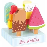 Lelin Lernspielzeug 40228 Holz - Eis und Eiscremeständer - 6 Stieleis mit Aufbewahrung