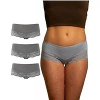 Benonetti Hipster Damen 3er Pack aus Baumwolle mit nahtloser Spitze (3er Set, 3er-Pack) Besondere Spitzen am Beinabschnitt