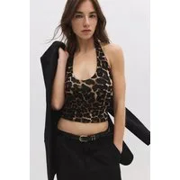 No Matter What Blusentop Leopardenmuster-Crop-Bluse