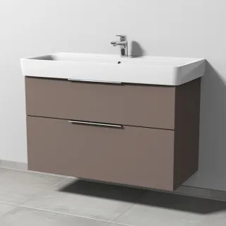 Sanipa 3way Waschtischunterbau zu Geberit Renova Plan Waschtisch mit 2 Auszügen, Taupe-Matt UP8811T