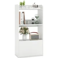 COSTWAY Bücherregal, mit Schublade, 2 Fächern, Standregal Holz 55x29x105cm