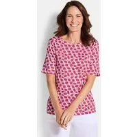 GOLDNER T-Shirt Stilvolles Shirt-Duo mit Muster-Mix Viskoseshirt mit U-Boot-Ausschnitt und Halbarm