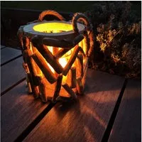 Online-Fuchs Windlicht - Laterne aus Treibholz mit Kerzenständer aus Glas (18 oder 29 cm groß, für Teelichter oder Stumpenkerzen), Deko für Wohnzimmer und geschützten Outdoor Bereich