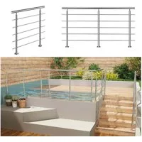 AICA Handlauf Treppengeländer Außen, Handlauf Edelstahl, Geländer Aussen, Innen, 80 cm Gesamtlänge, (Packung, 5 St), Edelstahl 304 Verdickung, Silbrig, Gebürstet, 80-200 cm