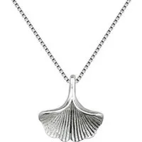 ELLAWIL Silberkette Ginkgo Halskette Liebe Glück Gesundheit Kette Ginkgo Silberanhänger (GESCHENKIDEE, Kettenlänge 50 cm, Sterlingsilber 925), inklusive Geschenkschachtel