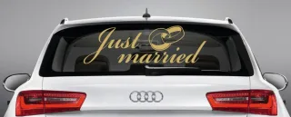 Aufkleber, Autoaufkleber "just married" (frisch verheiratet)