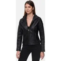Tazzio Lederjacke F503 Damen Leder Jacke im Biker Look mit abnehmbarer Kapuze