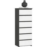 Home Collective Kommode 40 cm breit Holz Highboard Sideboard für Flur Schlafzimmer Wohnzimmer (Mehrzweckschrank Schrank schmal Kommode Schlafzimmer mit Schubladen), Kinderzimmer Organizer, 109 cm hoch mit 6 Schubladen Graphit-weiß