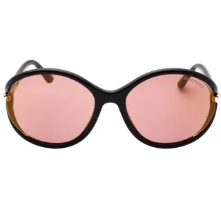 Tom Ford - Sonnenbrille mit glänzendem, dunkelbraunem Rahmen und rosébraunen Gläsern