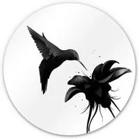 K&L Wall Art Alu-Dibond-Druck Metallbild Rund Hibiskus Kolibri Vogel Vintage Boho Wanddeko, Metalloptik Wandbild Ø 45cm, Metall Wandbild fürs Wohnzimmer Metallschild inkl. Wandhalterung