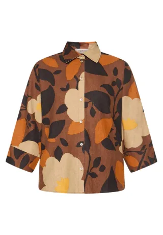 CARTOON - Kurzbluse mit Muster braun - Gr. - 36