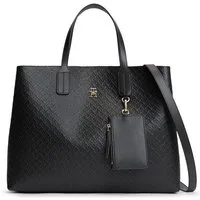 Tommy Hilfiger Handtasche TH ICON SATCHEL MONO, Damen Schultertasche, Satchel mit trendiger TH-Allover-Logoprägung