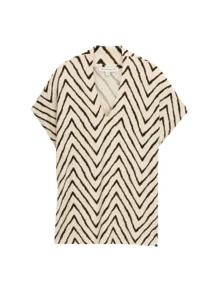 Tom Tailor - T-Shirt mit V-Ausschnitt beige - Gr. - M
