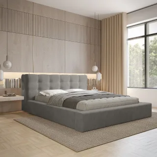 Polsterbett Doppelbett ANTONIO 140x200cm in Stoff Ditra Grau