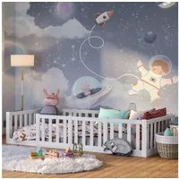 Bellabino Kinderbett Tapi (Bodenbett mit Rausfallschutz und Lattenrost, weitere Größen 70x140, 80x160, 120x200, 140x200 cm), aus Kiefer Massivholz