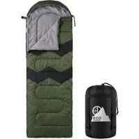 ECD Germany Deckenschlafsack Schlafsack Outdoor für Camping 210 cm Hüttenschlafsack 3 Jahreszeiten, Mumienschlafsack Khaki wasserabweisend kleines Packmaß leicht und warm