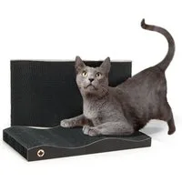 Canadian Cat Company Kratzbrett Kratzblock aus zwei Kratzwellen, (Farbe schwarz), Kratzbrett 2 in 1 Kratzpappe, ca. 42 x 23,5 x 7 cm