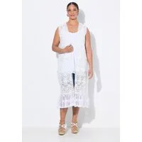 MIAMODA Sommerjacke Weste längere Form Spitze mit Stickerei