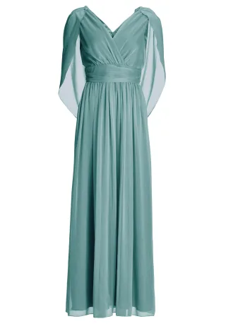 SWING - Abendkleid aus Crinkle Chiffon mit Schal-Cape teal green