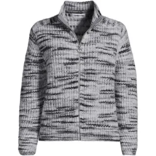 Strick-Cardigan mit Reißverschluss, Damen,  Grau, Wolle/Polyester/Nylon, by Lands' End