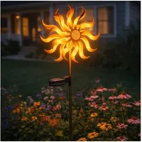 GLOBO LIGHTING LED Solarleuchte, LED-Leuchtmittel fest verbaut, Warmweiß, Solarlampe Außenleuchte Windrad LED Gartenlampe Dekolampe gold H 92 cm