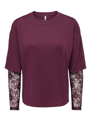 ONLY - ONLTAHLIA L/S LACE TOP JRS Fig - Gr. - S