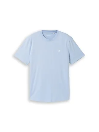 Denim Tom Tailor - Basic T-Shirt mit Logo-Print Brunnera Blue - Gr. - XXL