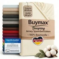 Buymax Spannbettlaken, Jersey, Gummizug: Rundumgummizug, (1 Stück), 100% Baumwolle, 160 g/m², passend für Boxspringbetten und Wasserbetten
