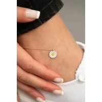 Einzelstück Fußkette mit Anhänger Fußkette Fußkettchen mit Anhänger 925 Sterling Silber GÄNSEBLÜMCHEN