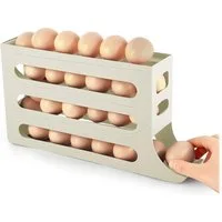 TUWENA Eierkorb 4-Tier Eier Aufbewahrung Kühlschrank, Automatisches Rollen Eierhalter, für 30 Eier, Eierhalter Automatisch Rollender Eierspender