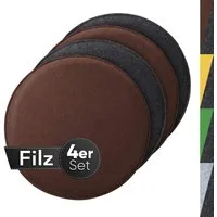 Loco Bird Stuhlkissen 4er Set rund aus Filz Ø 36cm, Stuhlkissen für Schalenstuhl: bequeme Sitzauflage für Bank / Stuhl