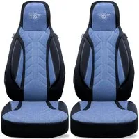 BREMER SITZBEZÜGE Autositzbezug für Fiat Ducato Jumper Boxer (PLKT206), Set, 2-tlg., Schonbezüge Sitzbezüge Fahrer und Beifahrer, in Schwarz/Blau