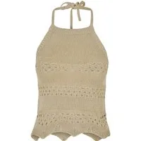URBAN CLASSICS Muskelshirt Urban Classics Damen Ladies Short Crochet Knit Neckholder Top (1-tlg)