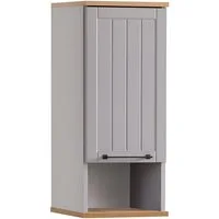 Lomadox Hängeschrank JAUSA-80 Badmöbel im Landhaus Design, grau mit Eiche Nb., 30,3/70,8/20,5cm