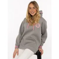 Zwillingsherz Hoodie "Happy Days" gestickte pinke Details, Kapuze, Kordelzug, Tasche vorne, Rippbündchen
