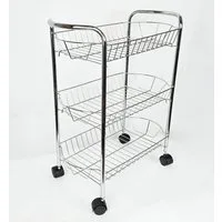 Yudu Küchenwagen Küchen- / Servierwagen 3 Schubkörbe/Gitterkörbe Chrom